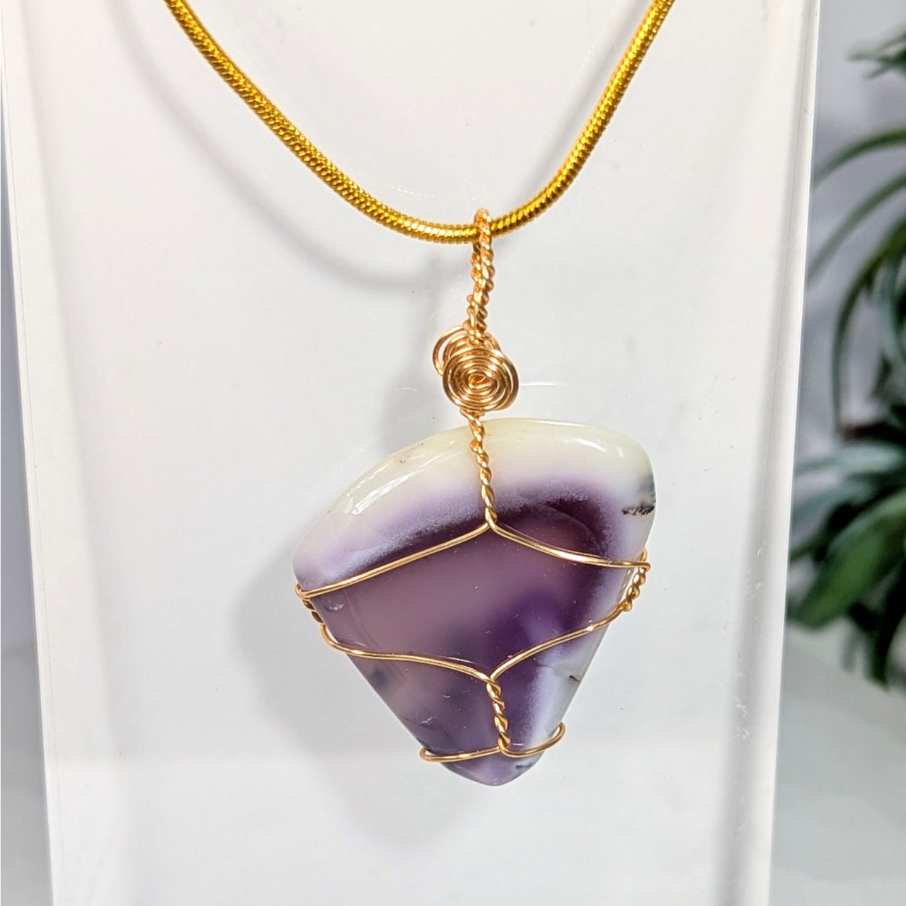 Merlinite Dendrite Agate 1.1’’ Wire Wrap Pendant #LV9949