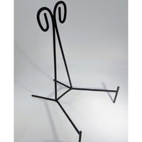 Black wrought iron easel with ornate curved top, 9-inch Metal Easel Stand #BC0715