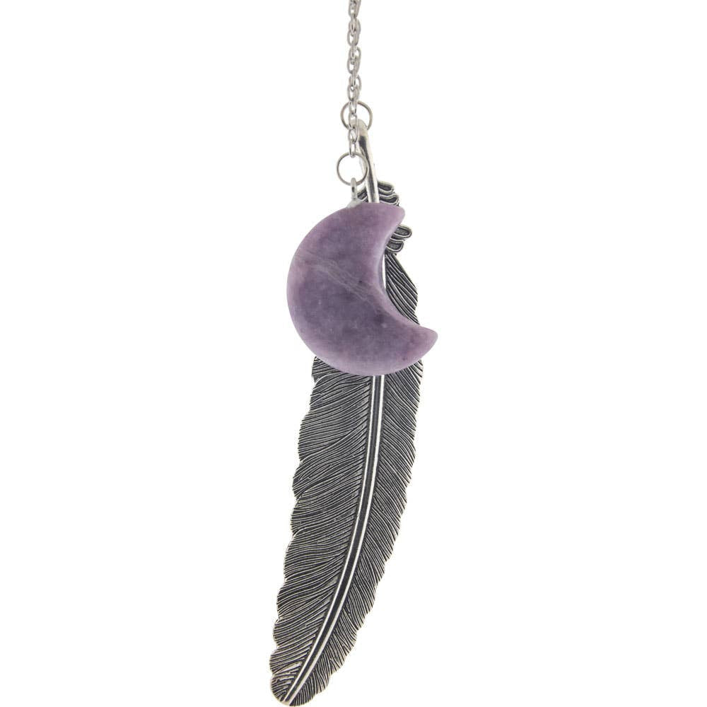 Silver chain with purple moon and feather pendant for Metal Feather Bookmark LV5343