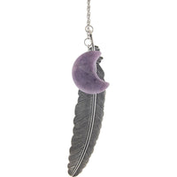 Silver chain with purple moon and feather pendant for Metal Feather Bookmark LV5343