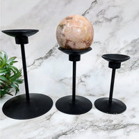 Thumbnail for Metal Rotating Sphere Stand #LV4033 - Three Black Metal Candle Holders with Marble Globe