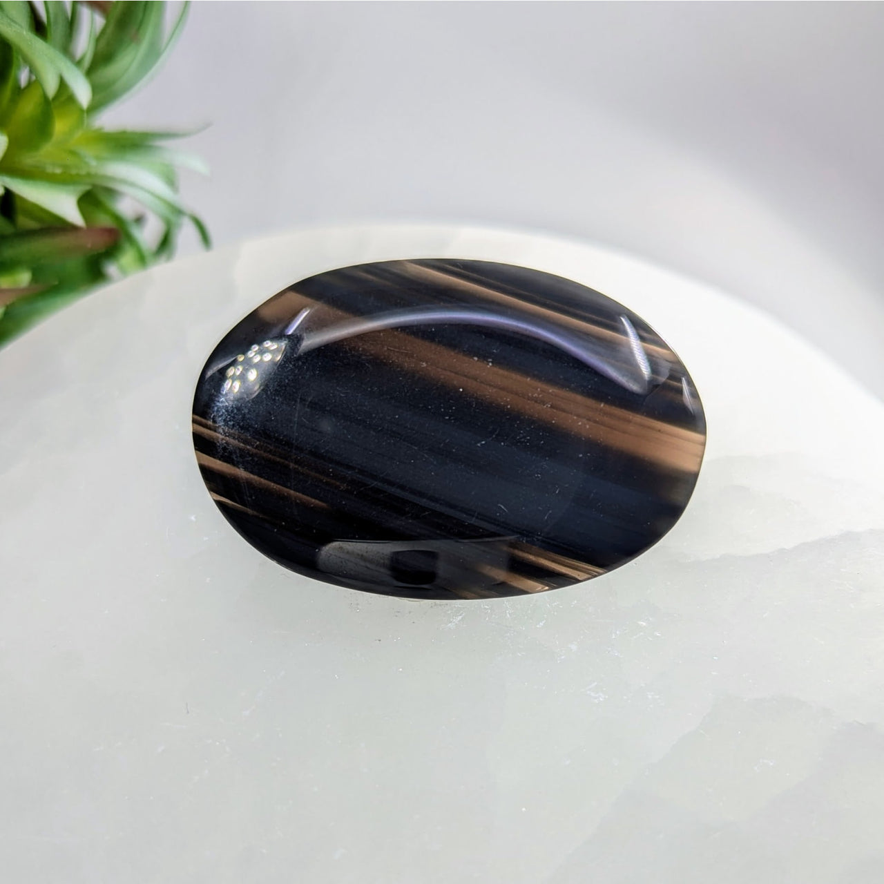 Midnight Lace Obsidian 2.1’’ Palm Stone #LV9268 - $19