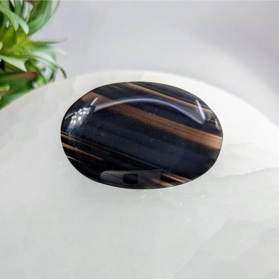 Midnight Lace Obsidian 2.1’’ Palm Stone #LV9268 - $19