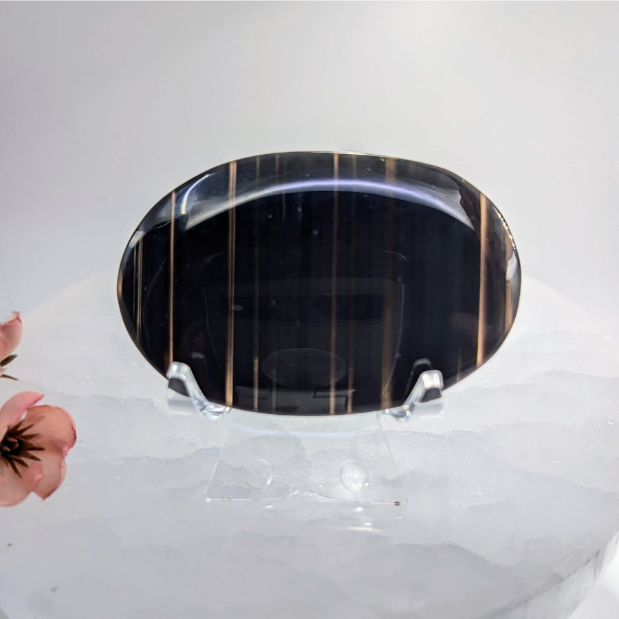 Midnight Lace Obsidian 2.5’’ Flat Palm Stone #LV9381 - $28