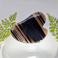 Polished banded agate guasha tool, Midnight Lace Obsidian 3.25in #BC0864