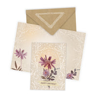 Mini Greeting Card Bright Tan Birthday #SC0212 with purple flowers