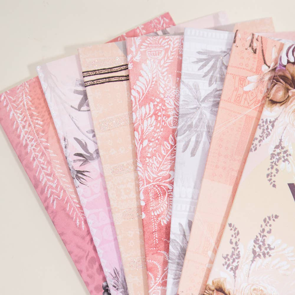 Mini dragonfly birthday greeting card with pastel floral paper sheets