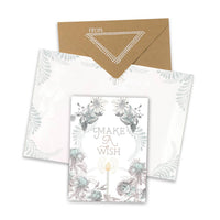 Mini Greeting Card Wish Birthday SC0163 with gray floral make a wish candle