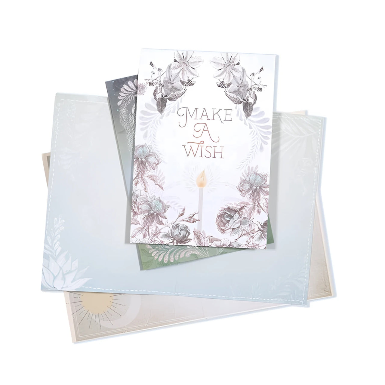 Mini Greeting Card Wish Birthday SC0163 with make a wish floral notepad design