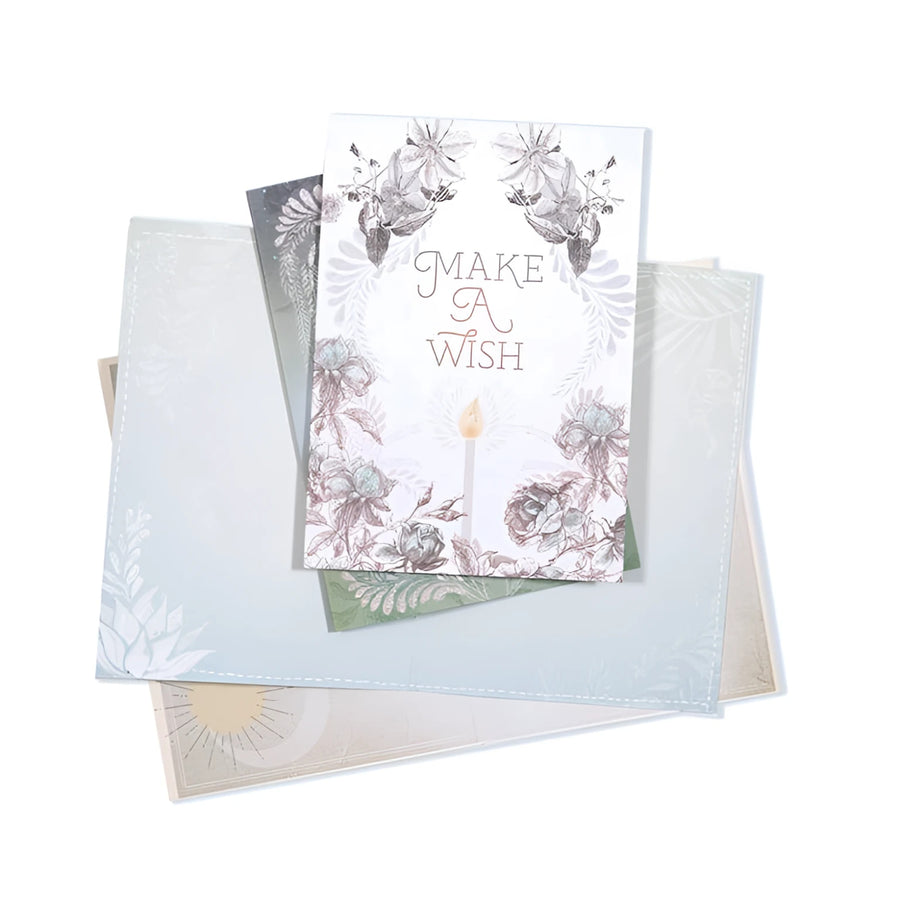 Mini Greeting Card Wish Birthday SC0163 with make a wish floral notepad design
