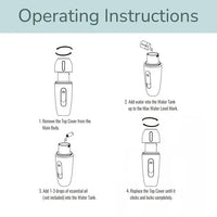 Thumbnail for Diagram of a Mini Portable Diffuser #LV3551 with instructions on using the water bottle