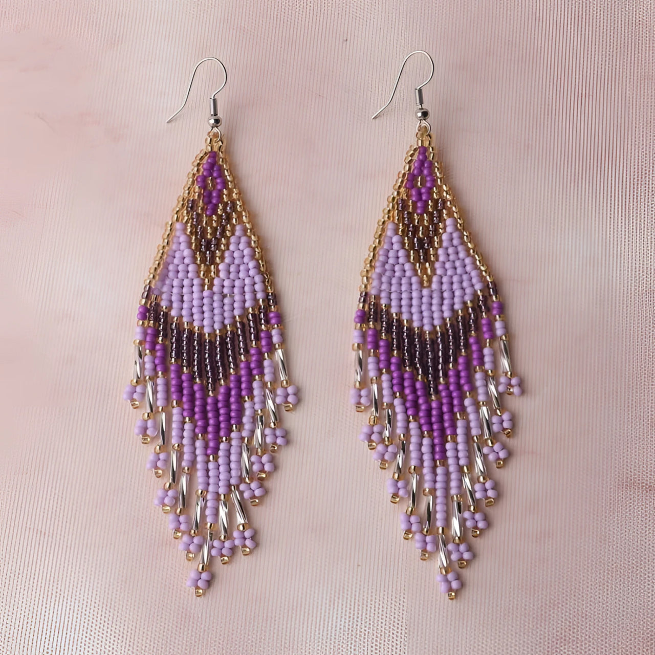 Miyuki Beaded Earrings - Choose your Color #LV9131 - Purple