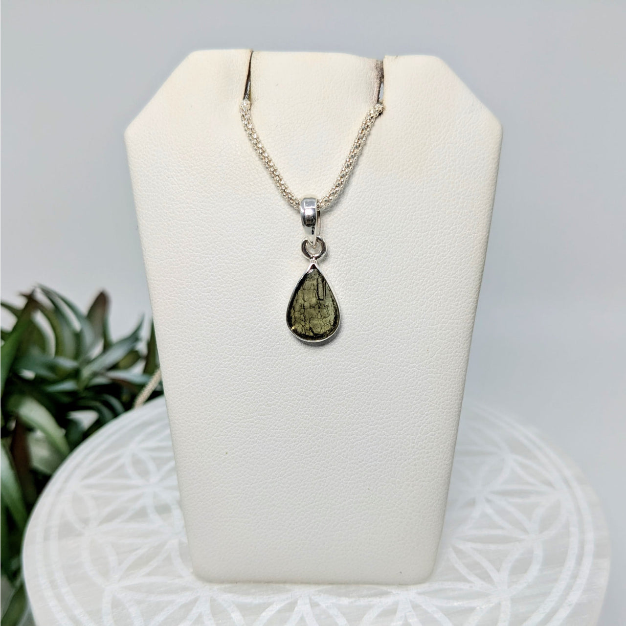 Moldavite.5’’ S.S. Half Polished Pendant #LV5965 - $115