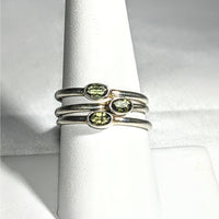 Thumbnail for Moldavite Faceted Oval Cut Sterling Silver Ring #SK2619 with Green Stone