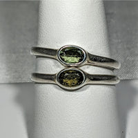 Thumbnail for Moldavite Faceted Oval Cut Sterling Silver Ring #SK2619 with a green tourmaline stone