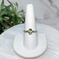 Thumbnail for Moldavite Faceted Sz. 8.75 S.S. Ring #LV5525 - $124