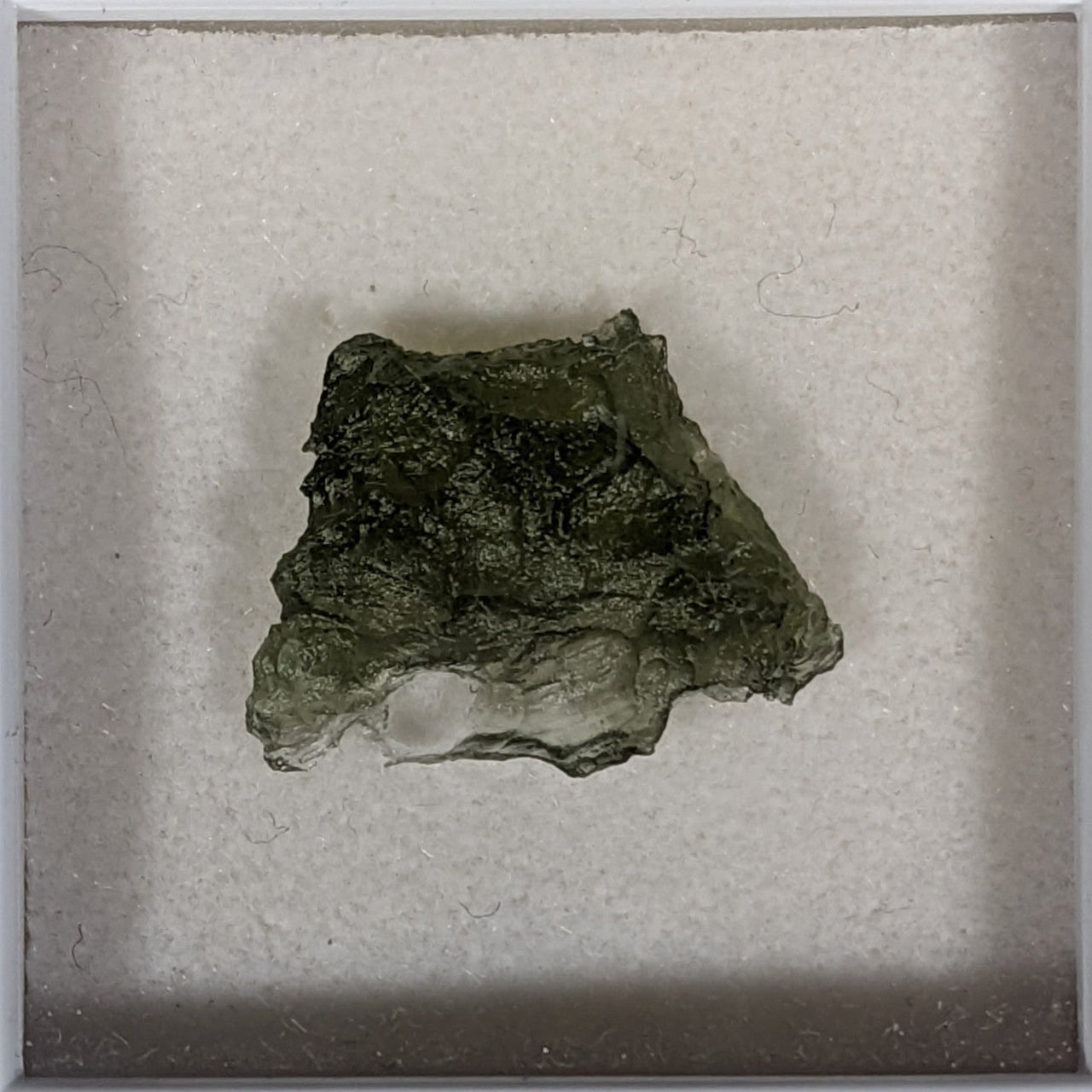 Moldavite Raw Besednice 2.28g #SK0541 from Czech Republic, green moss on white surface