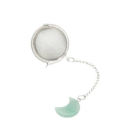 Thumbnail for Moon Crystal Tea Infuser - Silver Strainer with Green Sea Glass - Tea Ball #LV5490