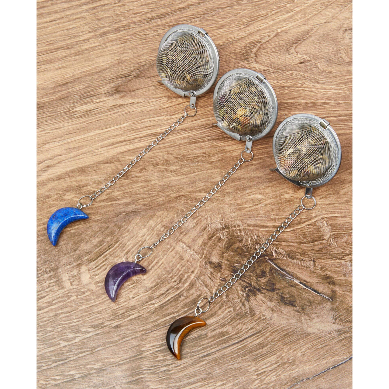 Pair of silver and glass earrings inspired by Moon Crystal Tea Infuser - Tea Strainer #LV5490