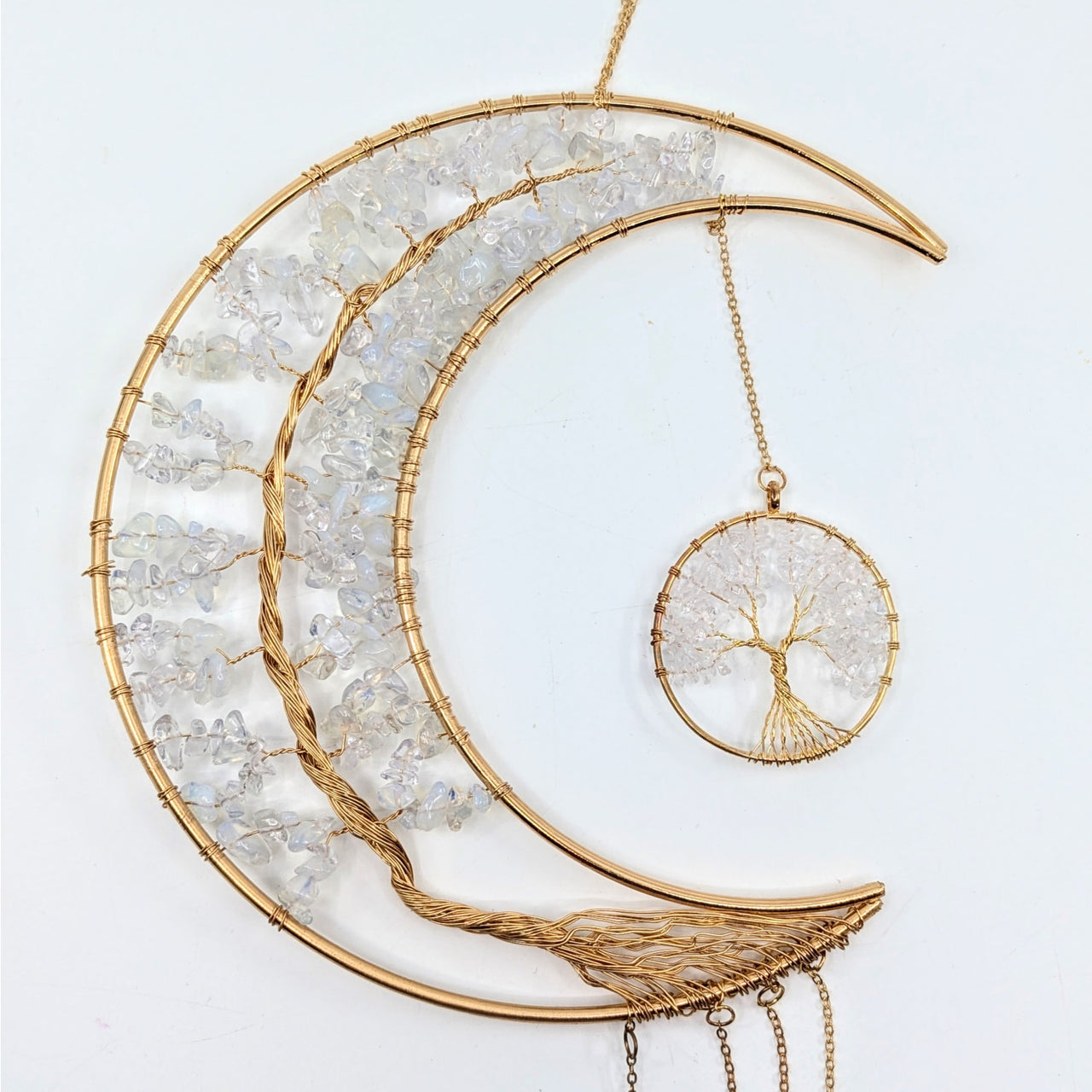 Moon Tree of Life 8’’ Wall Hanging w Crystals #LV6585 - $40