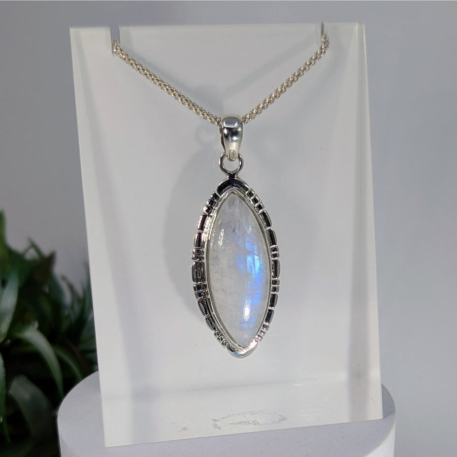 Moonstone 1.3’’ Marquis Pendant S.S. #LV9652 $135