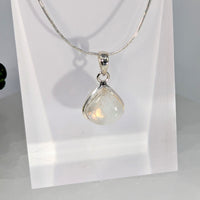 Silver moonstone teardrop pendant in sterling silver bezel, 1 inch wide #BC0678