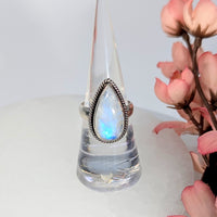 Moonstone Filigree Sz 7 Teardrop Ring S.S. #LV9931 - $75