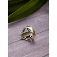 Moonstone Ring Dual Chevron Sterling Silver Band Marquise