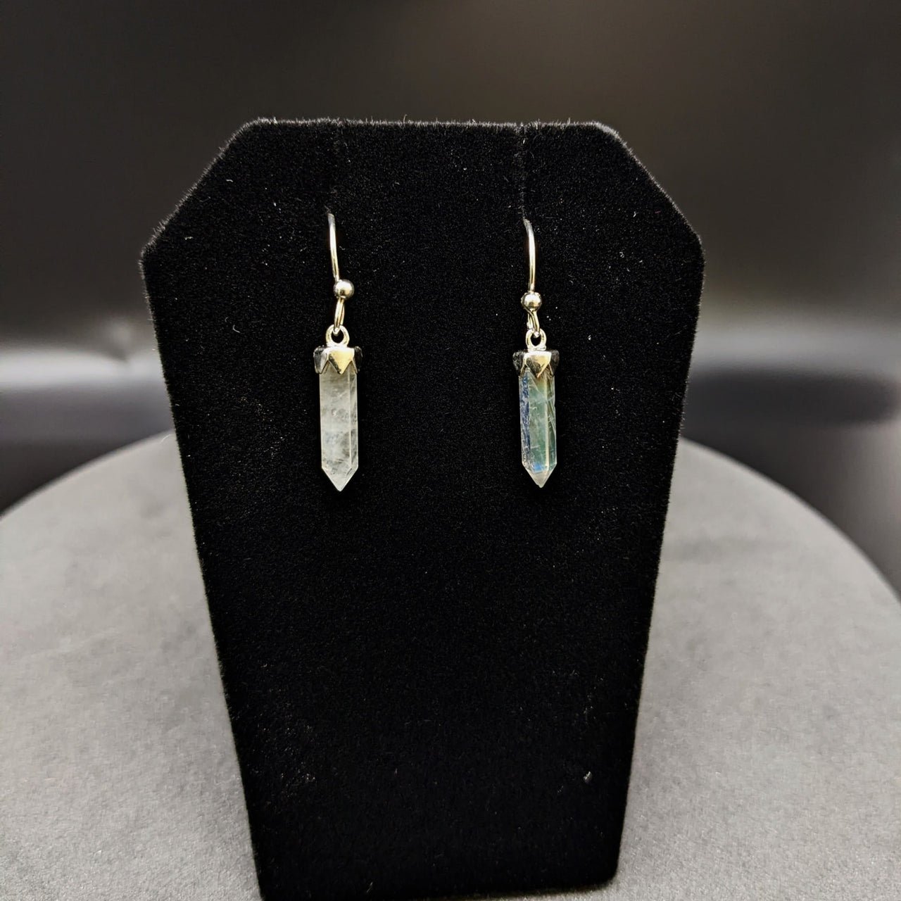 1 Rainbow Moonstone SS Point Earrings (2g) #SK8900 - $39