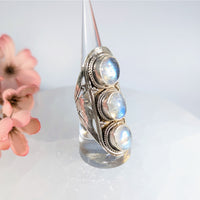 Moonstone Sz 8 Triple Stone Ring S.S. #LV9849 - $189