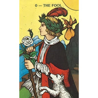 Medieval figure in red and white holds a rose, featured in Morgan-Greer Tarot