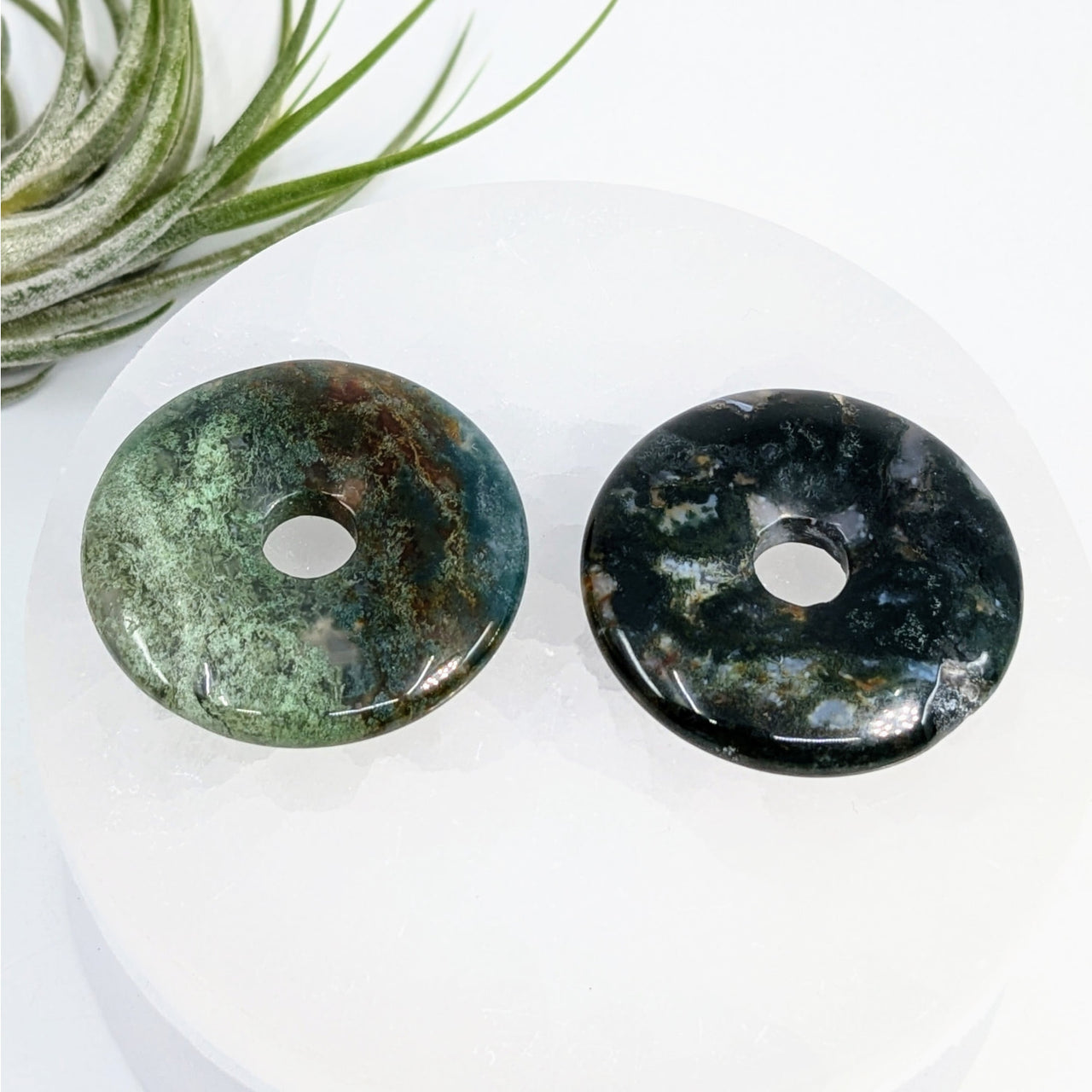 Moss Agate 1.5’’ Donut Pendant #LV6544 - $12