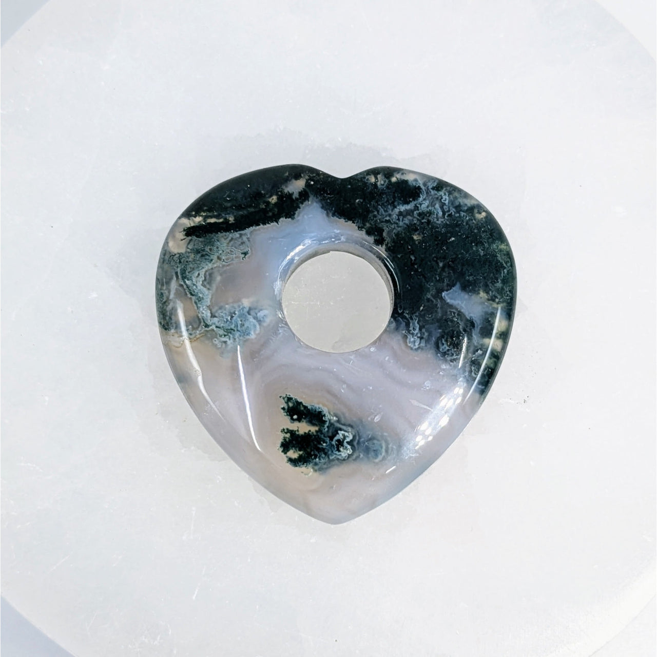 Moss Agate 1.5’’ Heart Donut Pendant #LV6539 - $12