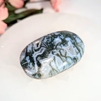 Moss Agate 2.5’’ Palm Stone #LV8950 - $25