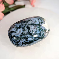 Moss Agate 2.5’’ Palm Stone #LV8951 - $36