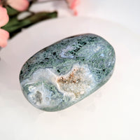 Moss Agate 2.5’’ Palm Stone #LV8953 - $42