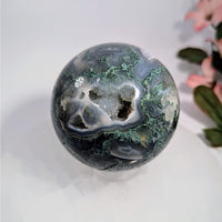 Moss Agate 2.6’’ Druzy Sphere #LV8978 - $85