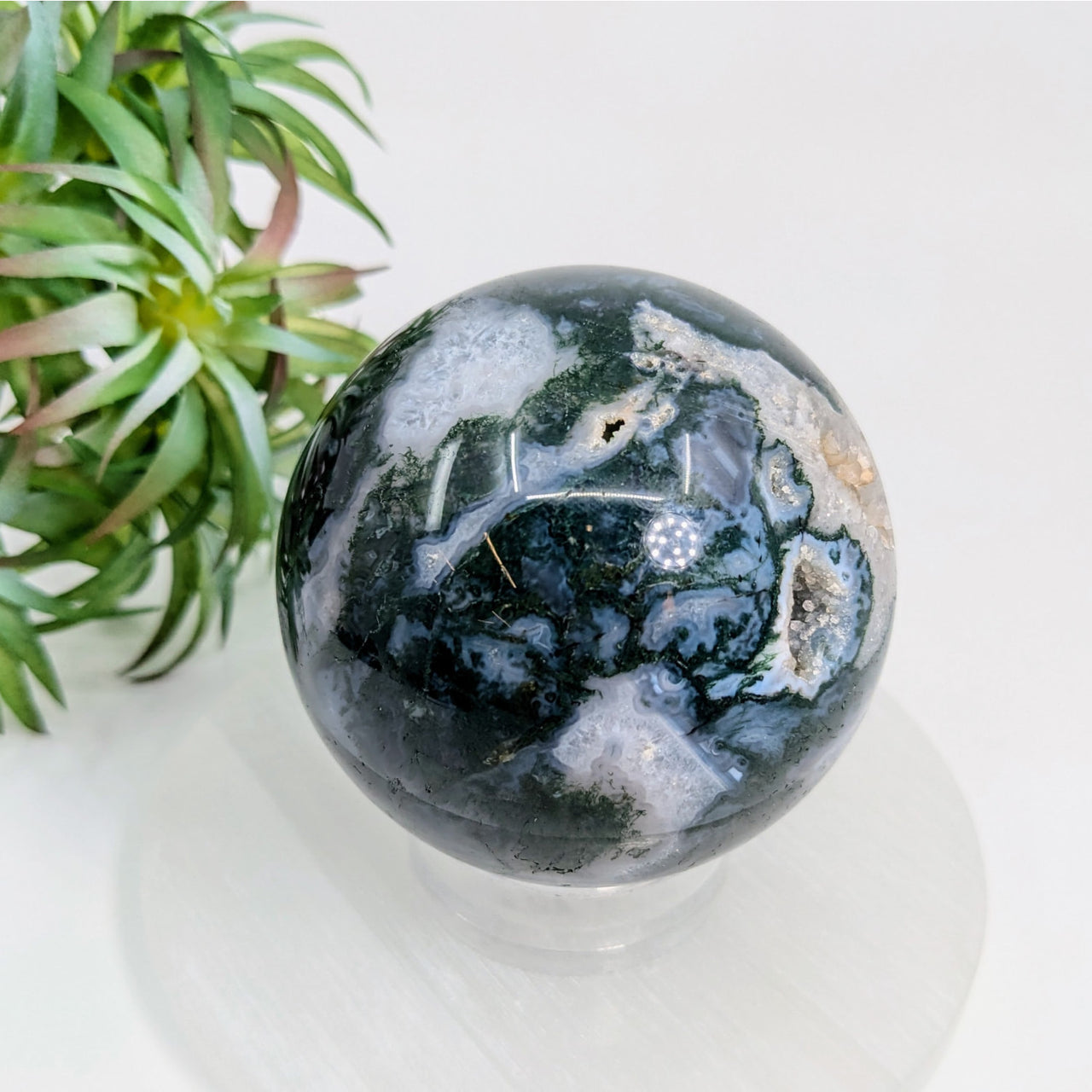 Moss Agate Sphere 2.75’’ #LV6097 - $79