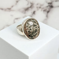 Thumbnail for Silver Moss Agate Ring with Large Stone, Size 8 Oval SS #SK9528