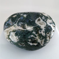 Thumbnail for Large black and white marble sphere displayed in Moss Agate Touchstones #P165