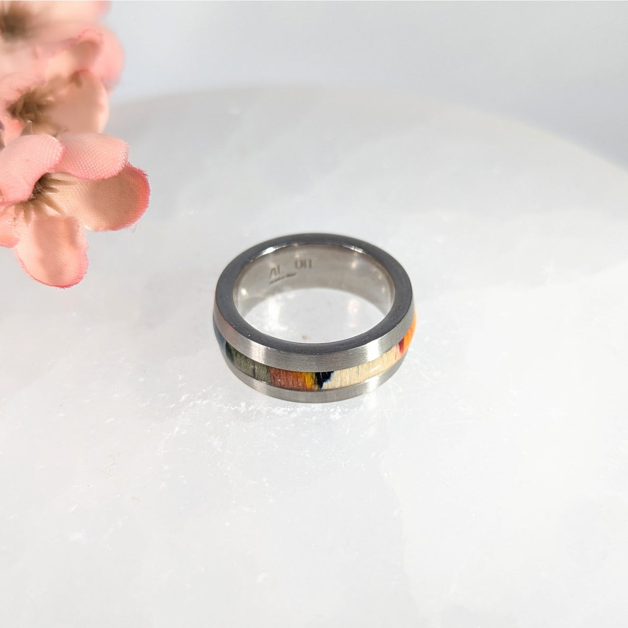 Multi Color Inlay Ring Sz 9 LVM Stainless Steel #LV9858