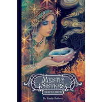 Mystic Sisters Oracle Deck card with mystical woman in teal gold holding glowing pink bowl amid flames and stars