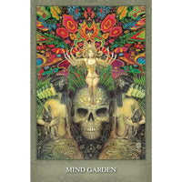 Golden skull with ornate patterns and flower crown from Mystic Sisters Oracle Deck