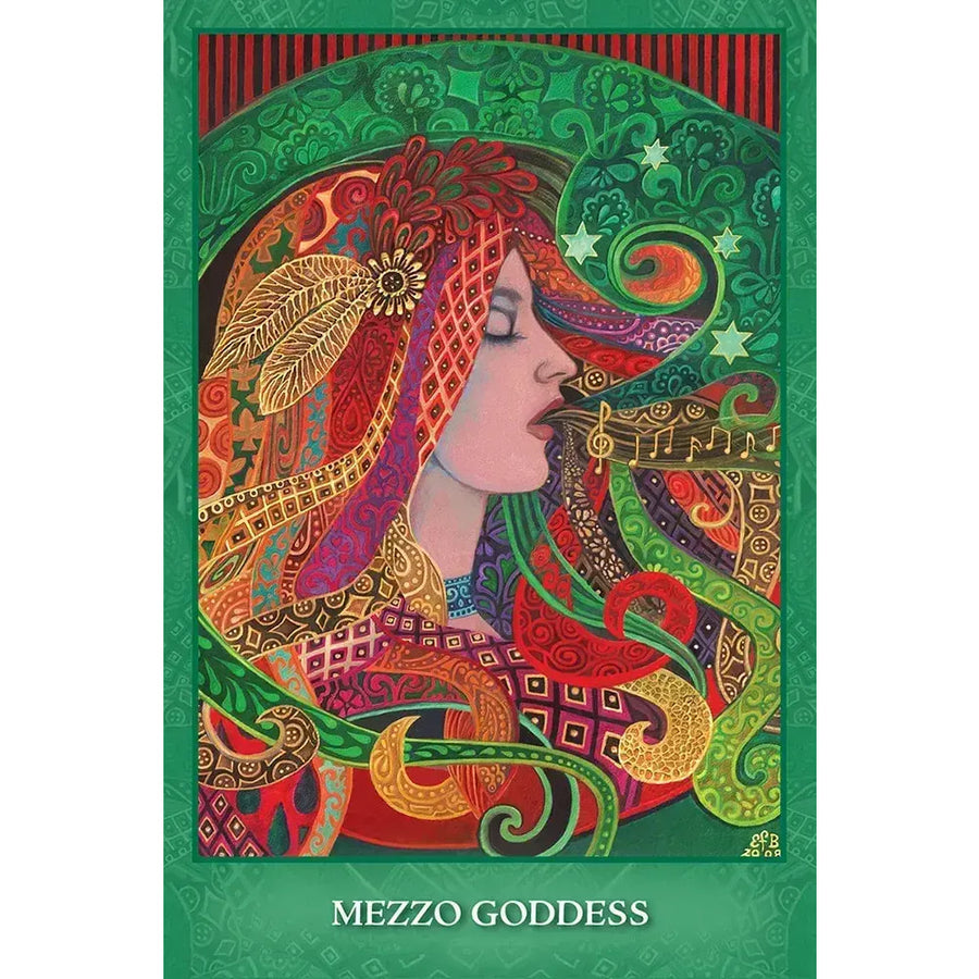 Vibrant mezzo goddess tarot card from Mystic Sisters Oracle Deck