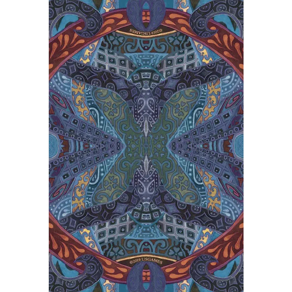 Mystic Sisters Oracle Deck mandala in blue, teal, purple, orange