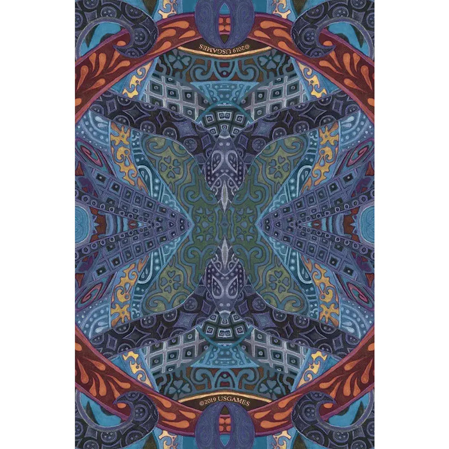Mystic Sisters Oracle Deck mandala in blue, teal, purple, orange