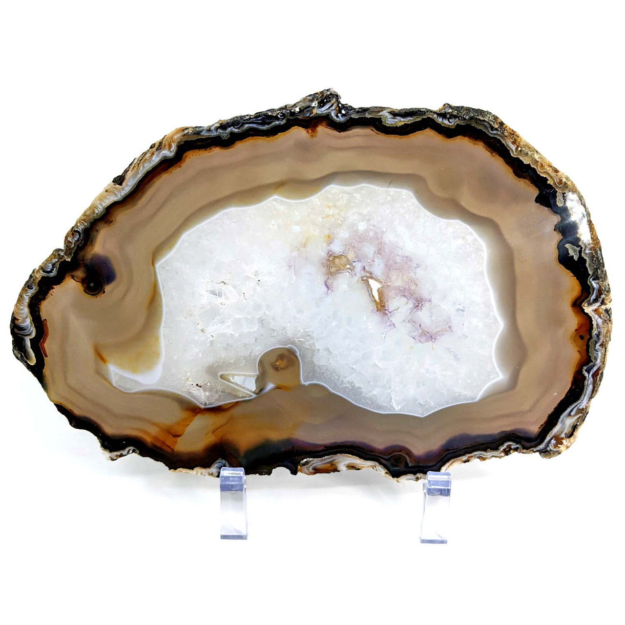 Natural Agate 9" Polished Slice w Stand #LV4680