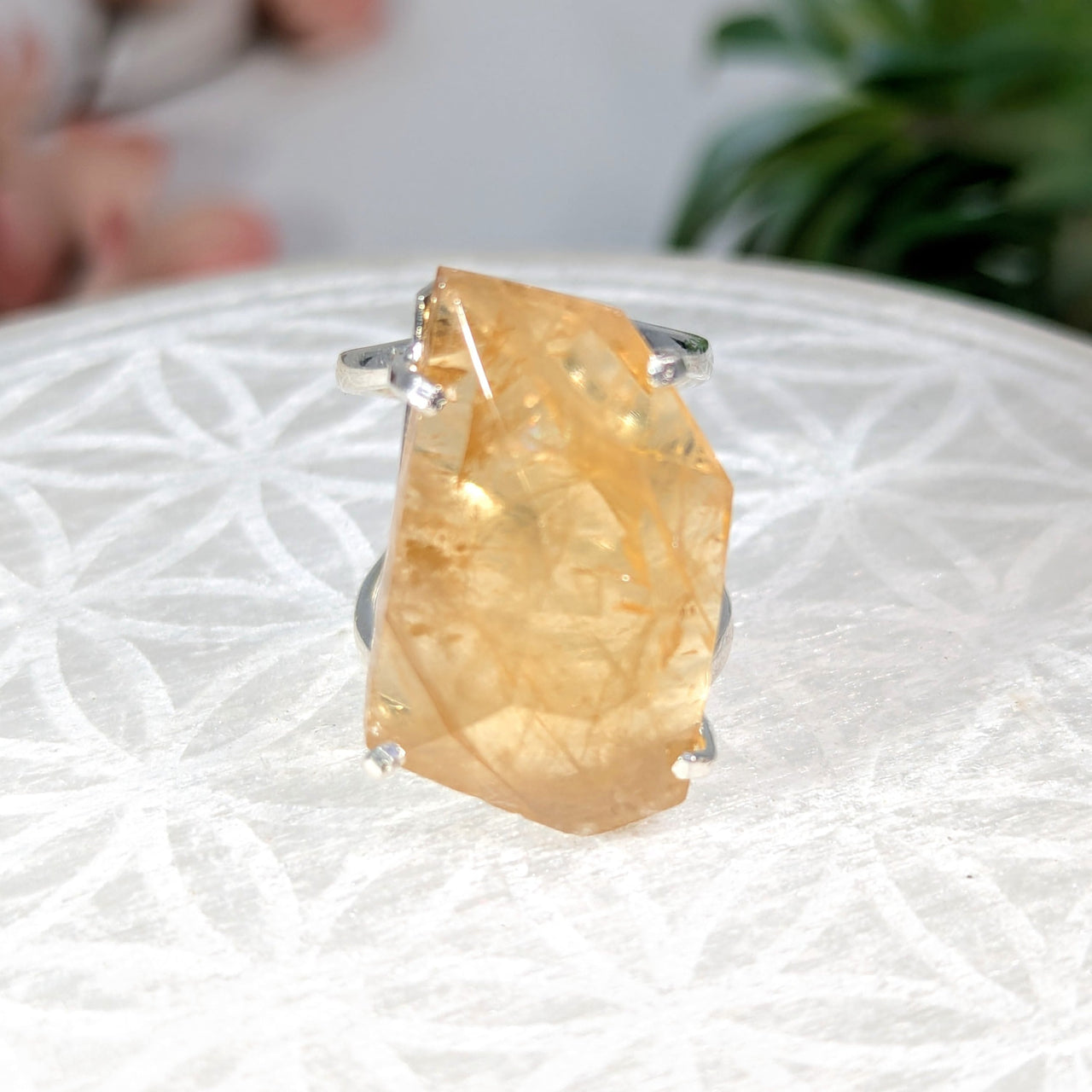 Natural Citrine Crystal Ring showcased in the Adjustable Ring #LV8469 product image