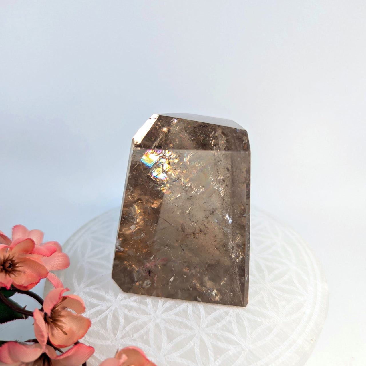 Smoky Quartz Crystal Point in Natural Citrine 2.7 Inch Geo Freeform LV7752
