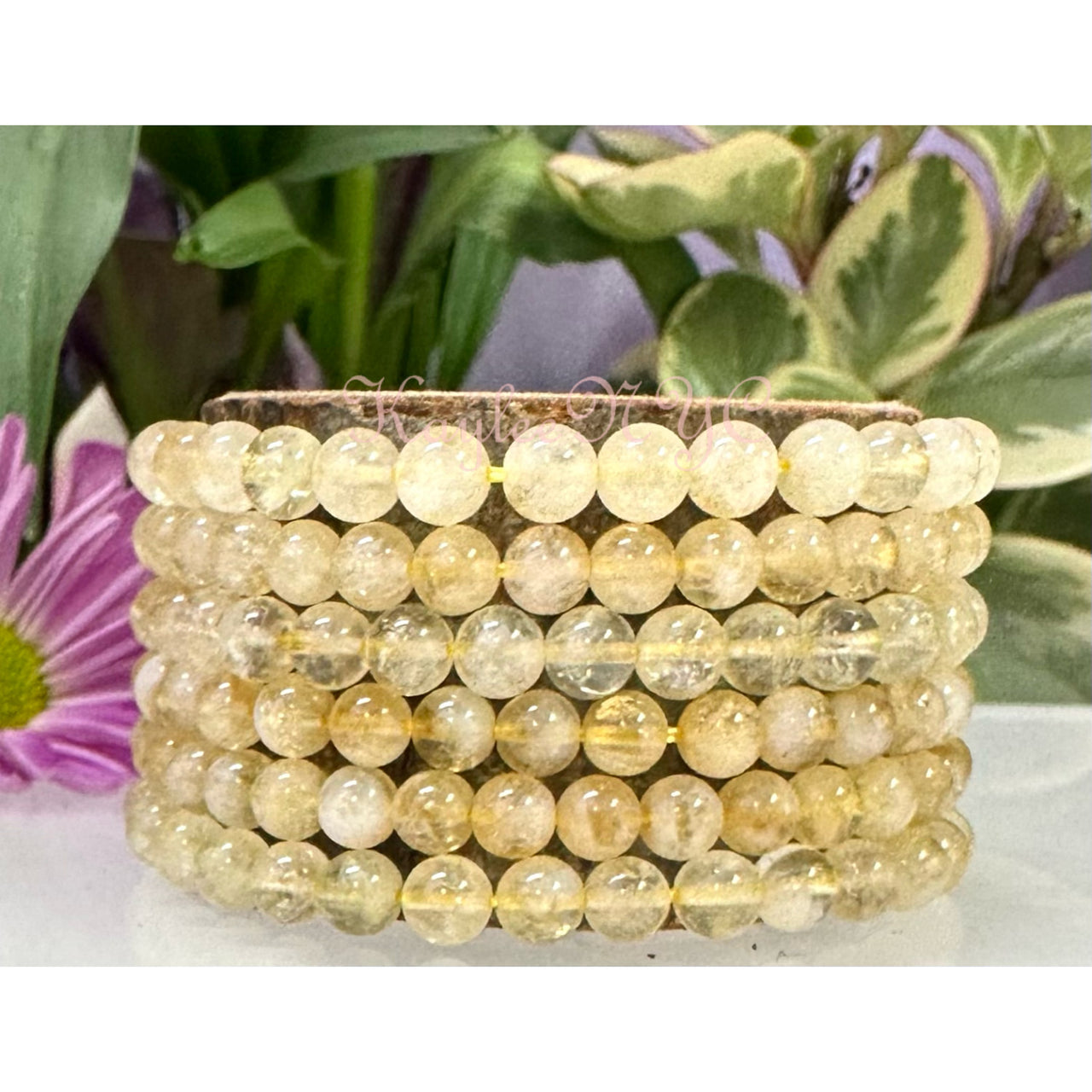 Stacked Citrine Bead Bracelets with 6mm crystals and stretch fit for stylish jewelry